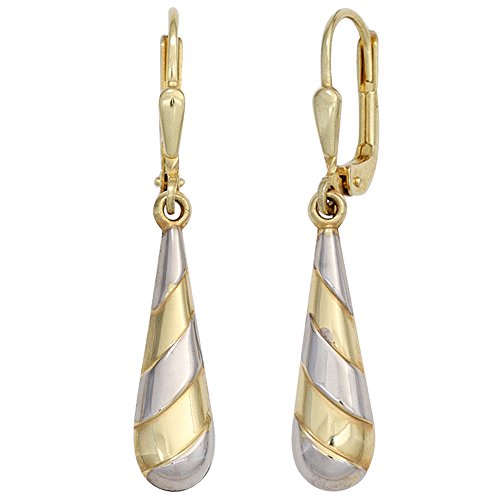 Jobo Damen-Ohrhänger Tropfen aus 8 Karat 333 Gold Bicolor