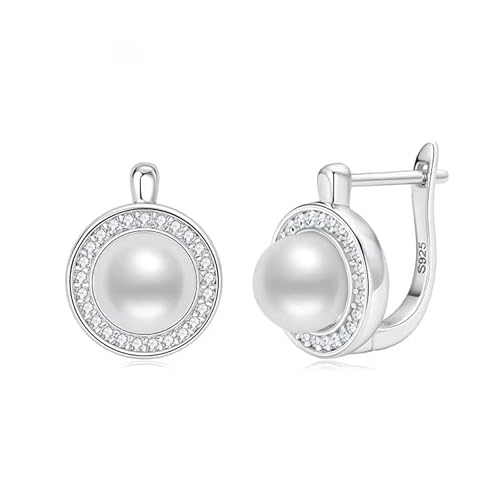 Moissanit Süßwasswasser Perlen Creolen Ohrringe mit Echtheitszertifikat aus 925 Sterling Silber und 18K Weißgold Verholdung