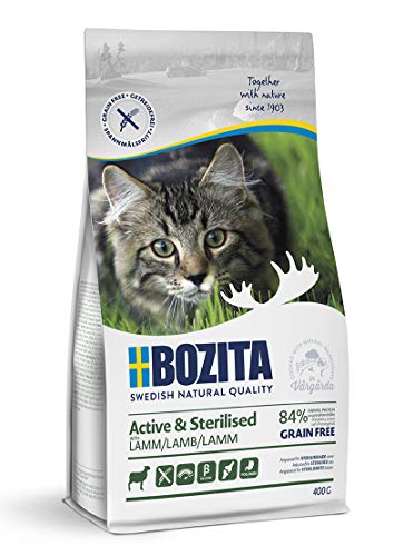 BOZITA Active Sterilised Getreidefrei Lamm - Trockenfutter für erwachsene hauptsächlich draußen lebende Katzen 0.4 kg
