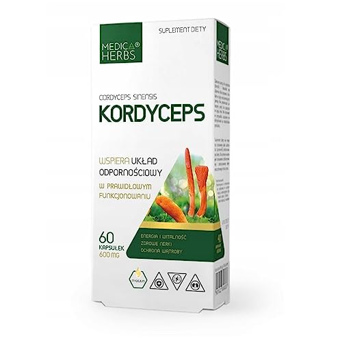 Medica Herbs - Cordyceps 600mg - Energie - Vitalität - gesunde Nieren - Leberschutz - 60 Kapseln - 1 Kapsel 1-2 mal täglich - für Frauen - für Männer
