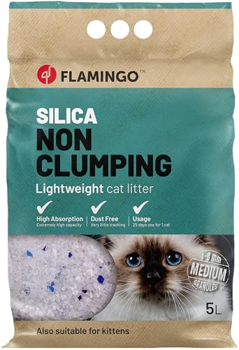 Flamingo Katzenstreu Granulat Medium 5L für 6 Wochen neutralisiert unangenehme Gerüche auch für Kätzchen - schnell absorbierend