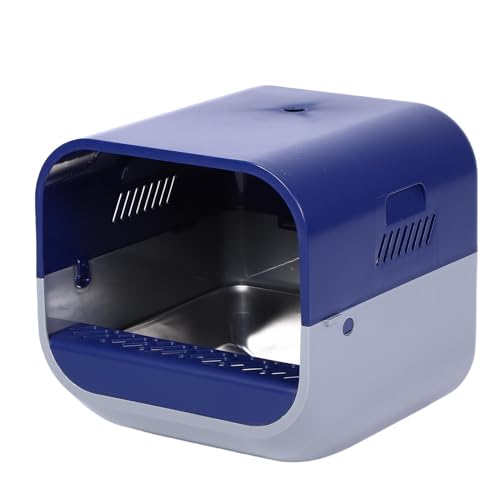 Luocute Intelligente Katzentoilette Selbstreinigende Toilette aus Edelstahl mit Gebläse-Sprühsystem und Video-Gegensprechanlage Große Anti-Spritz-Ablage mit Antihaftbeschichtetem für Blue