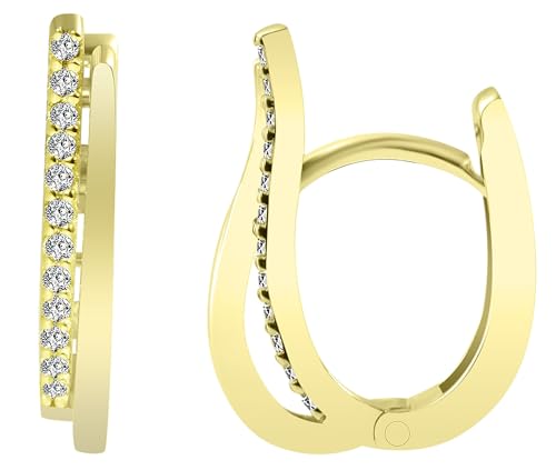 Akzent Amalia Damen-Ohrringe Creolen 585er 14 Karat Gold Zirkonia dezent elegant 5700103