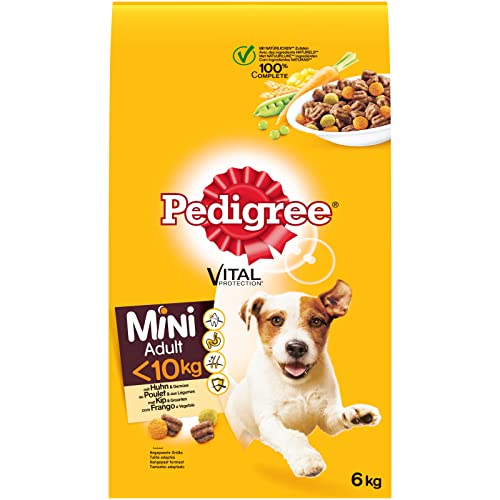 Pedigree Hundefutter Trockenfutter Adult für kleine Hunde 10 kg mit Huhn und Gemüse 1 Beutel 1 x 6 kg