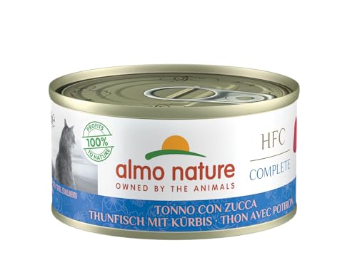 almo nature HFC Complete Wet Food for Adult Cats Tuna with Pumpkin 24 Cans of 70 g
