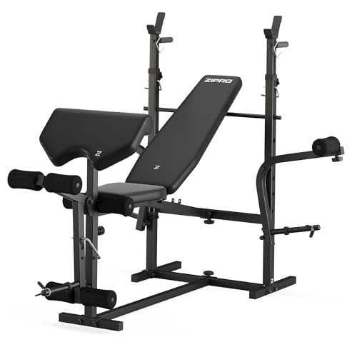 Zipro olympisches Set Ripped Beinentwickler Curlpult Ablage und Kraftstation verstellbare Rückenlehne und Sitzkissen 270kg Multifunktion Trainingsbank