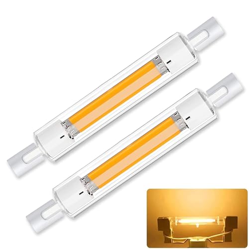 R7S LED 118mm Dimmbar 30W R7S LED Ersatz für 300W Halogenstab 118mm R7S LED COB Glühbirne Warmweiß 3000K 2000LM Kein Flackern 360 Abstrahlwinkel 220-240V 2er Pack
