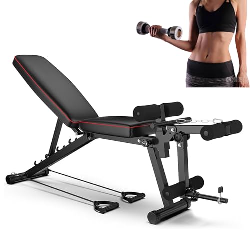  Verstellbar Fitnessbank Multifunktions für Ganzkörper Workout Bauchtrainer Schrägbank Beinstrecker Beinbeuger GerätBlack 48 118 111CM