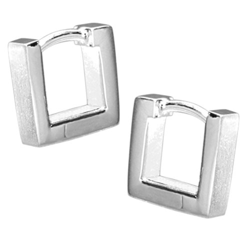Vinani Damen Ohrringe 925 Silber - Klapp-Creolen - viereckig klein mattiert - Ohrring Set für Frauen aus 925 Sterling Silber CSQ