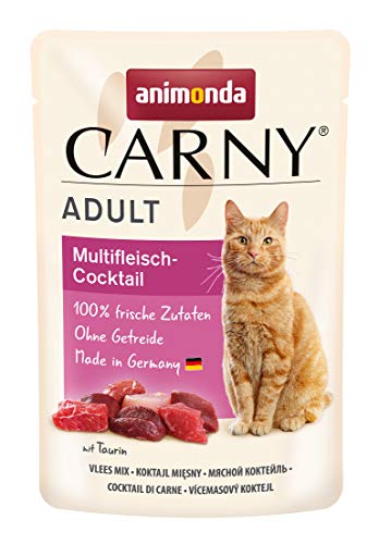 animonda Carny Adult Multifleisch-Cocktail 12 x 85 g Katzennassfutter für ausgewachsene Katzen Nassfutter mit 100 % frischen fleischlichen Zutaten Katzenfutter ohne Getreide und Zucker