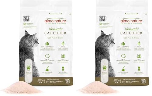 almo nature Natural Cat Litter Soft Texture - Klumpende Katzenstreu 100% pflanzlich biologisch abbaubar ergiebig und gegen Gerüche. Sack 4 54Kg Packung mit 2