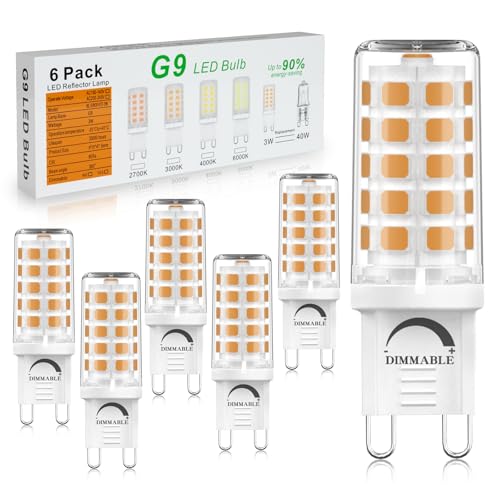 BAOMING G9 LED Warmweiß Dimmbar 2700K 230V 3W Ersatz 40W G9 Halogenlampe T4 Glühbirne Leuchtmittel 420Lm Warmweiss für Drinnen und Draußen Schmücken Beleuchtung Kein Flackern 6er