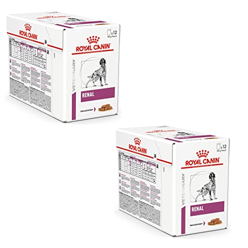 Royal Canin Veterinary Renal Doppelpack 2 x 12 x 100 g Diät-Alleinfuttermittel für ausgewachsene Hunde Zur Unterstützung der Nierenfunktion Feine Stückchen in Soße