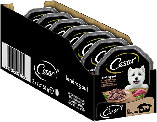 Cesar Hundefutter Nassfutter Landküche Pute Rind 7 er Pack 7 x 2 Schalen x 150 g