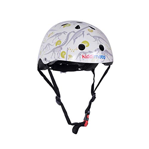 Kiddimoto Fahrrad Helm für Kinder Fahrradhelm Design Sport Helm für skates roller scooter laufrad - Fossil Dino - S 48-53cm