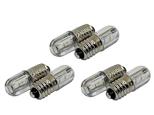 6x Schraubsockel E10 LED - Ersatz Beleuchtung kaltweiß weiß Sparlampe - 6V