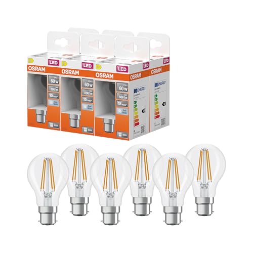 OSRAM LED-Lampe Star Kolbenform A60 Filament 4000 K kaltweiß 5 9 W B22d klar 806 lm 15.000h für Arbeitsplätze Bürobeleuchtung