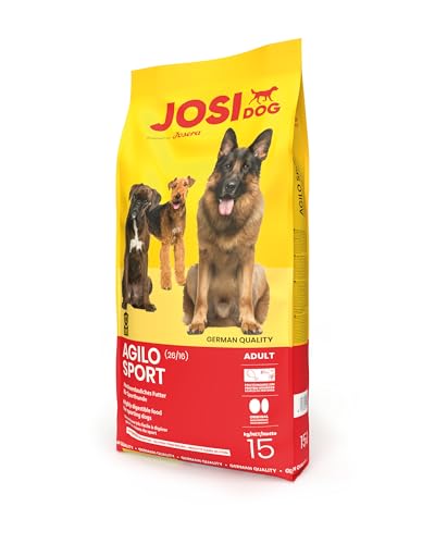 JosiDog Agilo Sport 1 x 15kg Adult Premium Trockenfutter für ausgewachsene sehr aktive Hunde mit viel tierischem Protein für hohen Energiebedarf Powered by JOSERA Hundefutter 1er Pack
