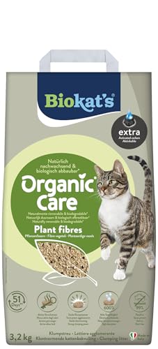 Biokat s Organic Care Plant Fibres Extra 3 2 kg - Grobe klumpende Katzenstreu aus nachwachsenden biologisch abbaubaren Pflanzenfasern - 1 Sack 1 x 3 2 kg