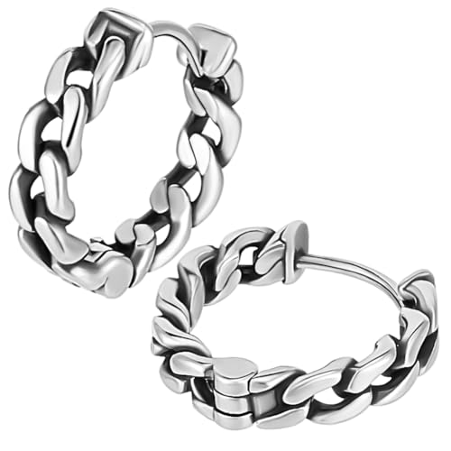 Beebeecraft 2 Stück 316 Creolen Aus Chirurgischem Edelstahl Mit Samtbeutel Klobige Kleine 17mm Hohle Creolen Im Vintage Antik Silber Look Leichte Totenkopf Ohrringe Für Frauen Und Männer Ohrring