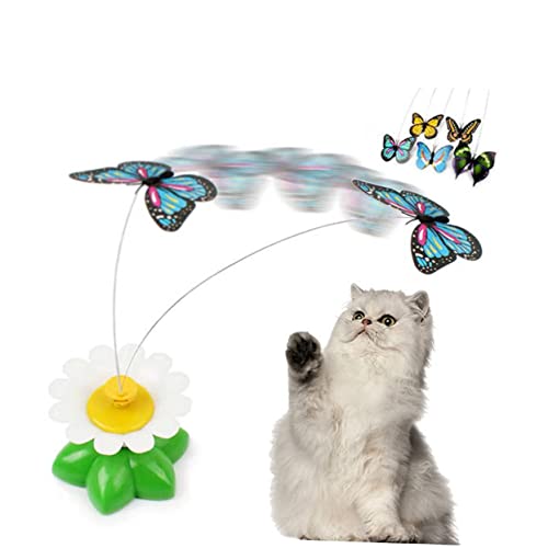 POPETPOP Katze Interaktive Spielzeug Elektrische Teaser Stick 2 Stücke Schmetterling Blume Design Robusten Kunststoff Für