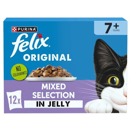 FELIX Original Senior 7 Gemischte Auswahl in Gelee Katzenfutter Nassfutter 12x85g