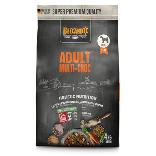 BELCANDO Adult Multi-Croc 4 kg Trockenfutter für Hunde mit Gemüsechips Nudeln Alleinfuttermittel für ausgewachsene Hunde ab 1 Jahr