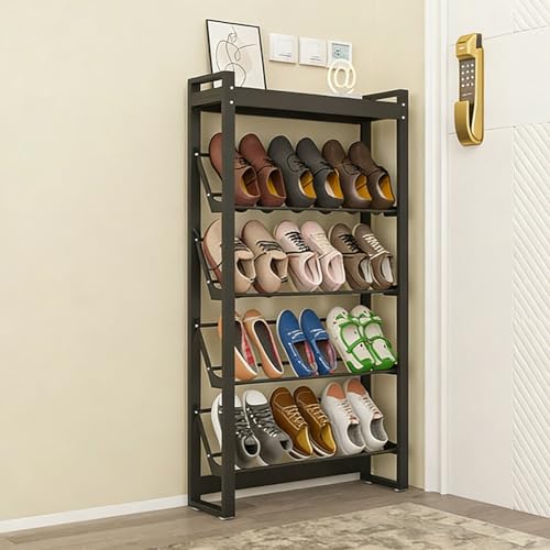 SXKLYRF 3 4 5-Stufiges Schräges Schuhregal Metall Schuhregale Schmal für Kleiderschrank Eingangsbereich oder Studentenwohnheim Black 70x17x120cm 28x7x47in