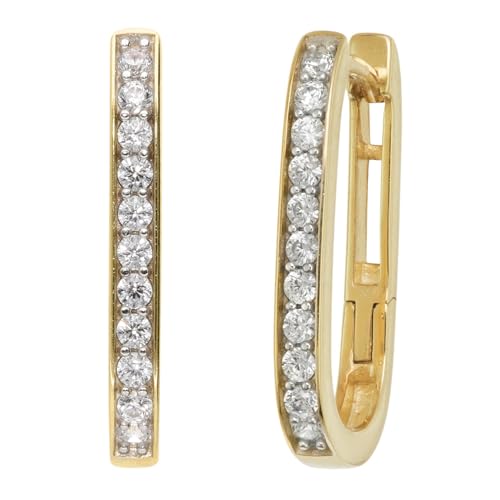 trendor Damen-Ohrringe Gold 333 8K Klapp-Creolen mit Zirkonia liebevoller Ohrschmuck für Frauen wunderschöne Geschenkidee 21156