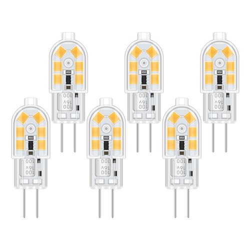 Akynite Einbaustrahler G4 LED 12V 2W Neutralweiß 4000K G4 10W 20W Halogenlampe Ersatz AC DC 12V LED G4 Stiftsockellampe Neutralweiss für Dunstabzugshaube Lampe nicht dimmbar 6er-Set