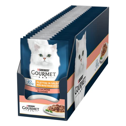 Purina Gourmet Filettini-Perlen in Sauce Nassfutter für Katzen mit Lachs 26 Beutel 85 g