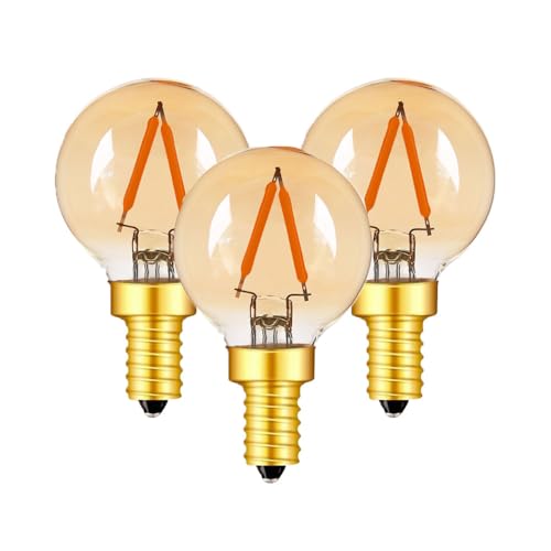 KINGYEENUO E14 LED-Leuchtmittel aus bernsteinfarbenem Glas G40 Vintage-Stil 1 W dimmbar 2200 K sehr warmweiß 100 lm 220 240 V energiesparend für Lampen und Kronleuchter