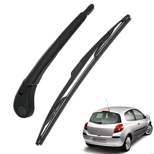 Ruolin Auto Heckscheibenwischer Schwarz Ersatz Heckwischerarm Wischerarm Hinten Scheibenwischer Wischer Set Kompatibel mit CLIO III 2005 2014