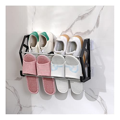 RSLEE Schuhaufbewahrung Badezimmer Pantoffel Rack Free Punching Einfaches Schuhregal Platzsparendes Rack Home Storage Wandbehang Edelstahl Schuhregal Schuhregal