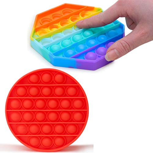 Toyland 2er-Pack - Push Bubble Pop Bubble Pop It Sensorisches Zappelspielzeug - Viele zur Auswahl Rainbow Octagon Red Round