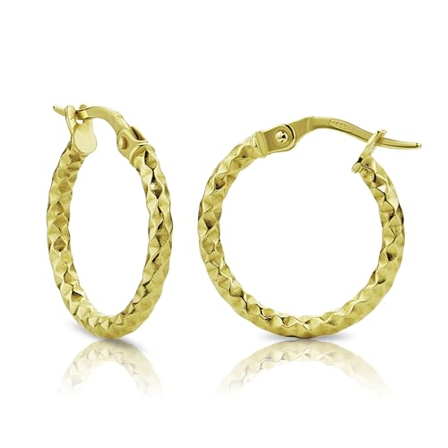 OROVI Ohrringe Gold- 14 karat 585 Gelbgold Goldene Creolen Damen strukturiertes Design Creolen Gold 18.5 mm Hypoallergene goldene Ohrringe Schmuck Damen Goldschmuck- inkl. edler Schmuckbox