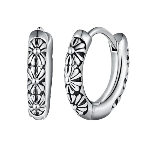 Yumilok Gänseblümchen Creolen Ohrringe für Damen Herren Ohrringe Stecker Damen Titan Ohrstecker Herren Männer Piercing Plugs M