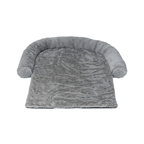 Mikki Kuscheldecke für Hund Katze Welpen Kätzchen ultraweich graues Kunstfell beruhigend Sofa-Decke Kissen Bett Snuggler klein