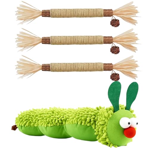 ZaoGoin Katzenminze Spielzeug Katzenspielzeug Angel Mit 3 Katzenminze Sticks Katzenzubehör Für Interaktives Spielen Und Zahnpflege Katzenliebhaber