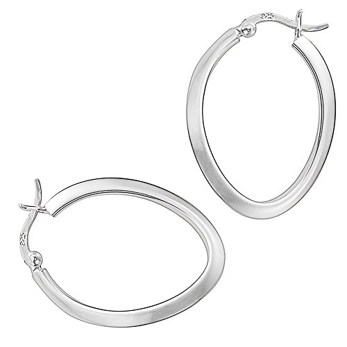 Vinani Klapp-Creolen klein oval kantig glänzend Sterling Silber 925 Ohrringe mit Bügel Schranken Verschluss 2COG