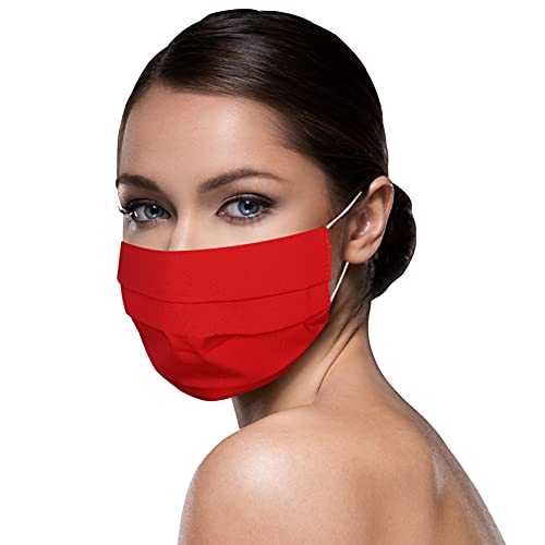 Unisex rote Stoffmasken Mundschutz Maske Stoff 100% Baumwolle Mund Nasen Schutzmaske mit Motiv Mund und Nasenschutz Maske waschbar ROT