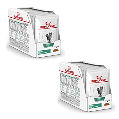 Royal Canin Veterinary Satiety Weight Management Doppelpack 2 x 12 x 85 g Diät-Alleinfuttermittel für Katzen Zur Verringerung von Übergewicht Feine Stückchen in Soße