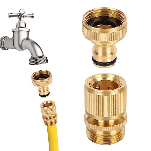 Figarge Wasserhahne Anschluss Adapter 1 2 zoll auf 3 4 zoll Adapter Wasserhahne Gartenschlauch Außengewinde Schlauchkupplunge Messing Adapter für Gartenschläuche Wasserhahnanschluss 2 Stücke
