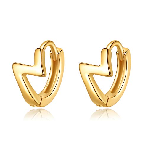 VIKI LYNN Creolen Damen Ohrringe 925 Sterling Silber in Gold Blitz Creolen Durchmesser 11mm Klein Schlafen Kreolen
