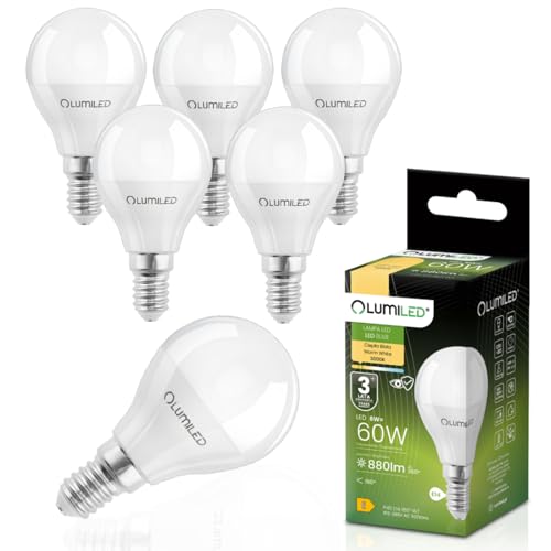 Lumiled LED Leuchtmittel E14 P45 8W ersetzt 60W 880lm 3000K Warmweiß 180 Abstrahlwinkel Gleichmäßiges Wohnlicht Nicht Dimmbar Tropfenform 230V 6er Set