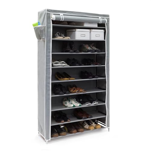  1x Valentin hohes 9 Ablagen Stoffschrank 161x 88x anthrazit