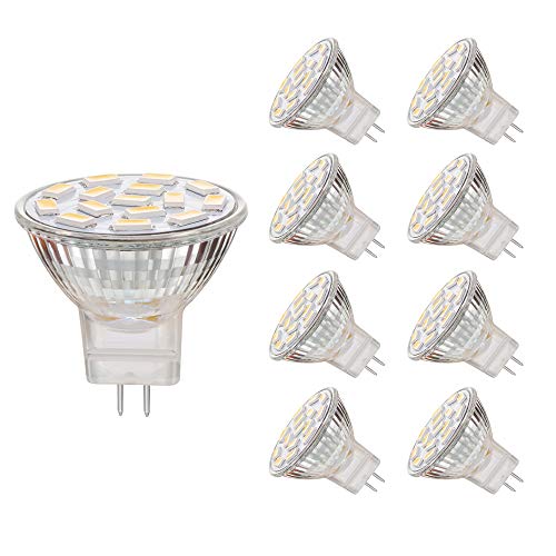 EKSAVE MR11 GU4.0 3.5W LED Glühbirnen Äquivalent zu 25-35W Halogenlampen GU4.0 Base AC DC 12V 350 LM 120 Flutlichtstrahl Einbauleuchten Schienenbeleuchtung 3000K 8pcs