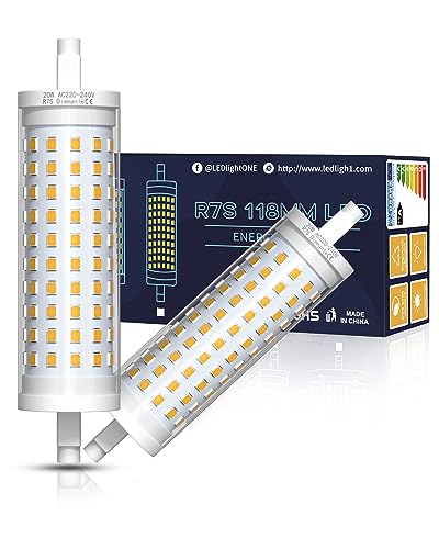 Bonlux R7s Leuchtmittel LED Dimmbar 118mm 20W Warmweiß 3000K J118 LED Doppelsokel Linear Tube Lampe Ersatz für Halogenstab 200W AC 200-240V für Stehlampe Flutlichter Fotoleuchte 2 Stück