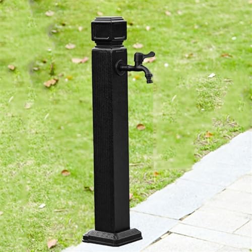 Gartenwassersäule aus Edelstahl frostsicherer Schlauchhalter und Brunnenspender 60 cm quadratischer Hydrant mit einzelnem Wasserhahn für Hof- und Terrassendekoration