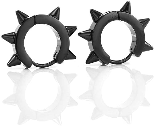 Frauen Rock Spike Edelstahl Geometrische Gothic Schwarz Creolen Ohrringe Schmuck Zubehör Schwarz Handy And Professional